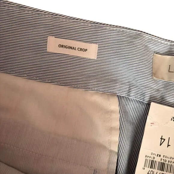 Loft Original Crop Stripe Seersucker Pants Size 14 Cotton Blend NEW - Picture 5 of 6